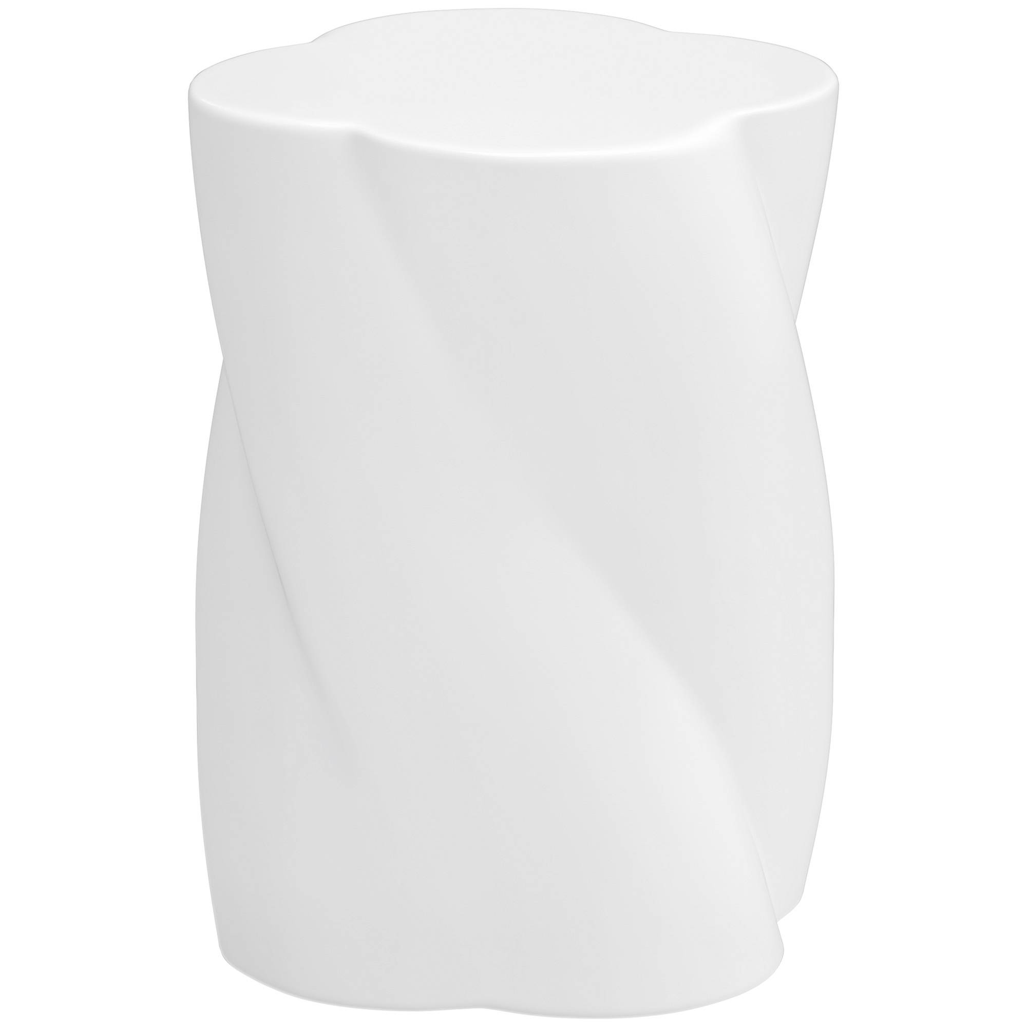 Tabouret de jardin en céramique en forme de spirale, charge maximale 120 kg, Ø 33 x 45 cm, résistant aux intempéries, avec couvercle, blanc - Image 1