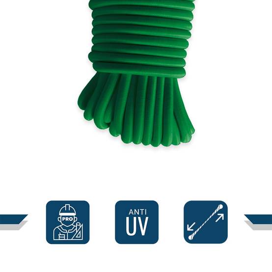 Sandow élastique Vert 20 mètres 9SW - Qualité PRO - Tendeur pour bâche de diamètre 9 mm TECPLAST - Image 3