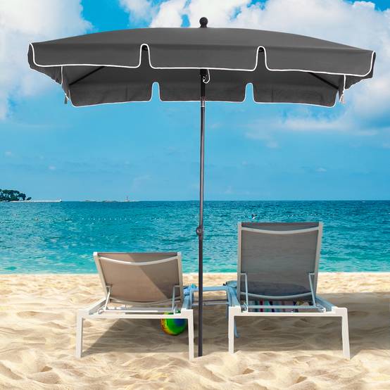 ComfortXL - Parasol rectangulaire aluminium pour terrasse inclinable 198x130 cm Gris - ComfortXL Outdoor Living - Image 4