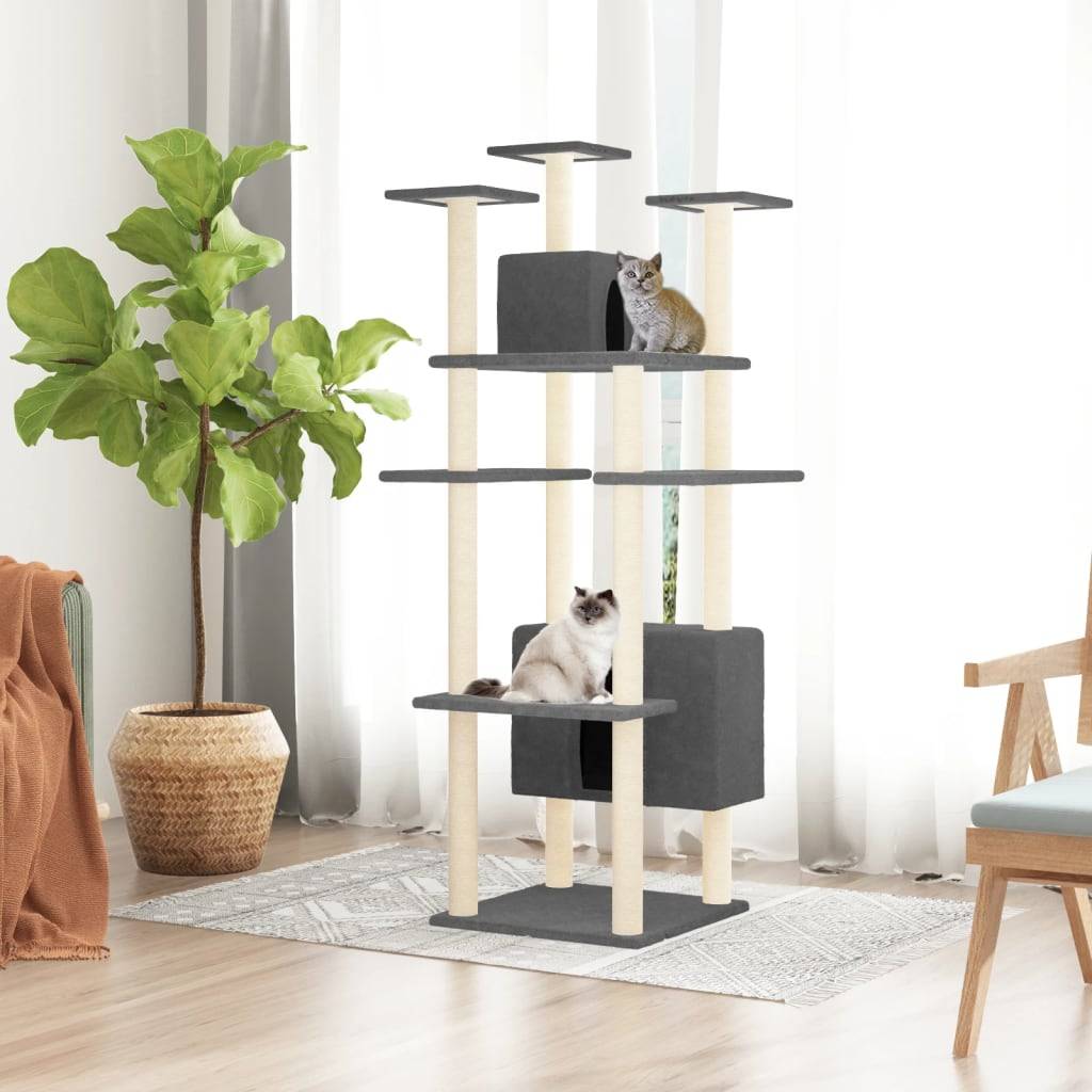 Vidaxl - Arbre à chat avec griffoirs en sisal Gris foncé 162 cm vidaXL 171635 - Imagen 1