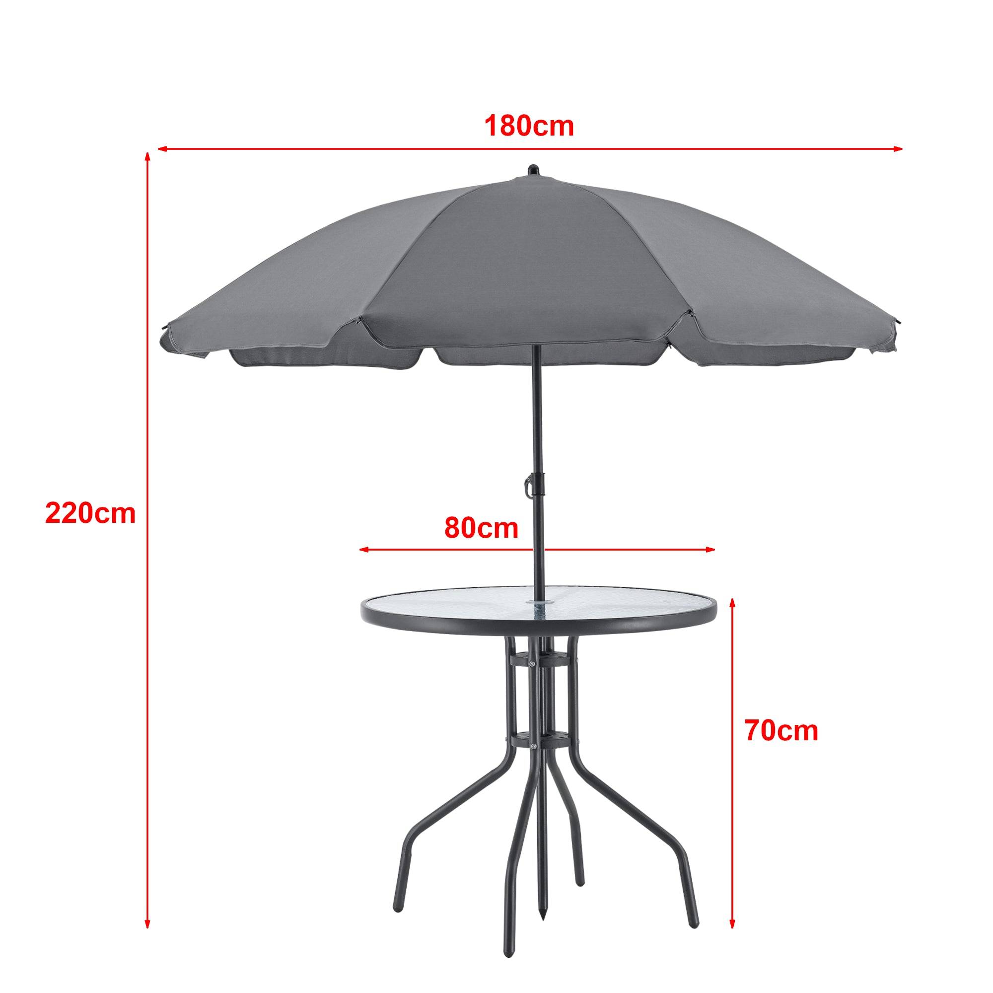 Helloshop26 - Salon de jardin de 4 places avec parasol verre noir gris foncé - Imagen 2