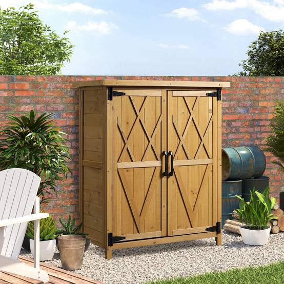 Abri de jardin bois sapin pour extérieur avec toit galvanisé et 4 étagères 75x40cm - ComfortXL Outdoor Living - Image 4
