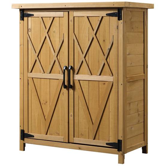 Abri de jardin bois sapin pour extérieur avec toit galvanisé et 4 étagères 75x40cm - ComfortXL Outdoor Living - Image 2