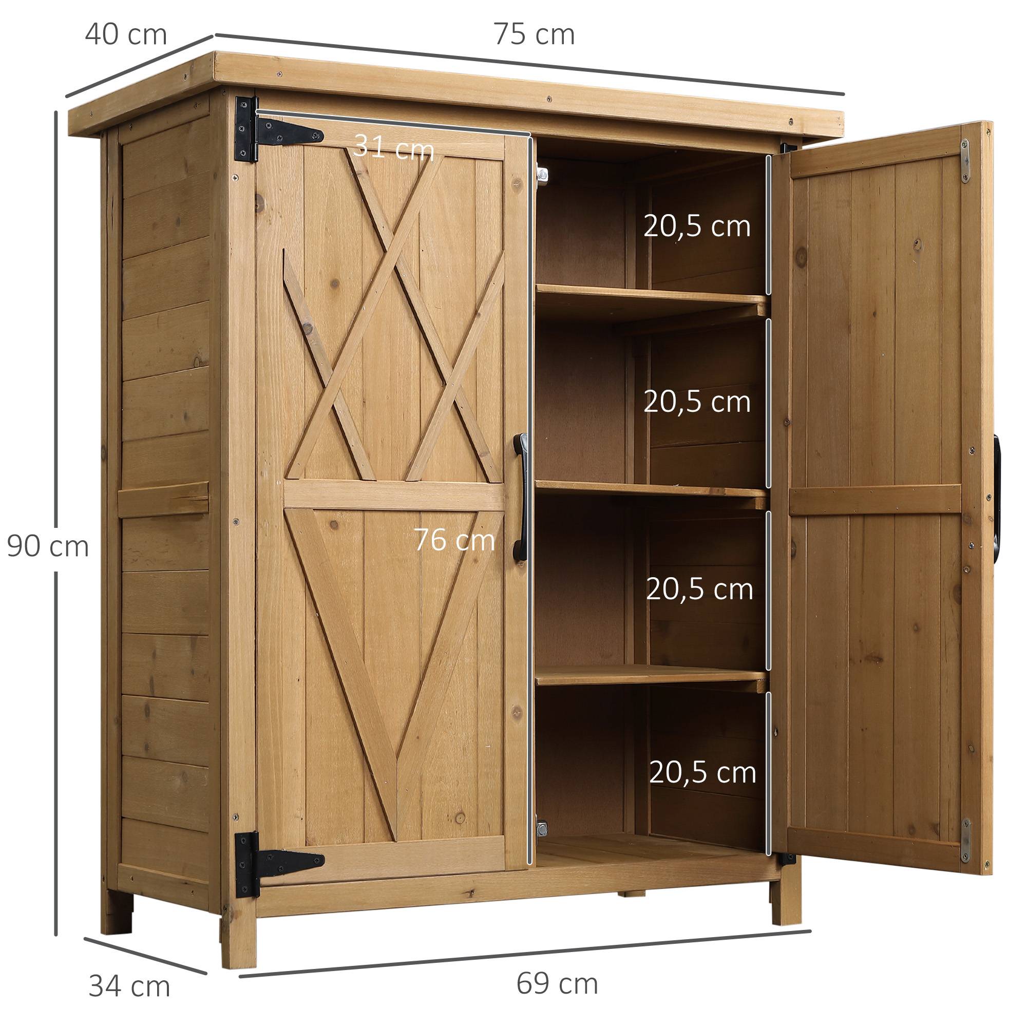 Abri de jardin bois sapin pour extérieur avec toit galvanisé et 4 étagères 75x40cm - ComfortXL Outdoor Living - Image 5