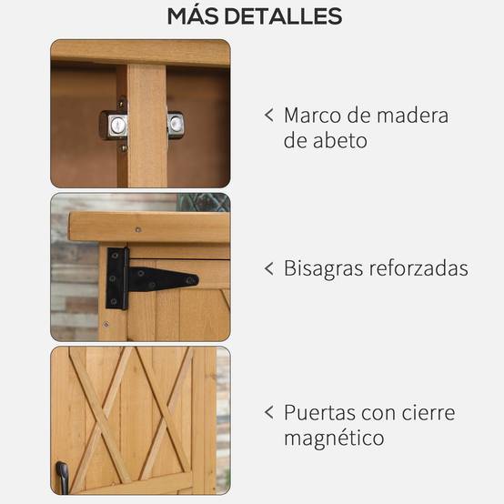 Abri de jardin bois sapin pour extérieur avec toit galvanisé et 4 étagères 75x40cm - ComfortXL Outdoor Living - Image 9