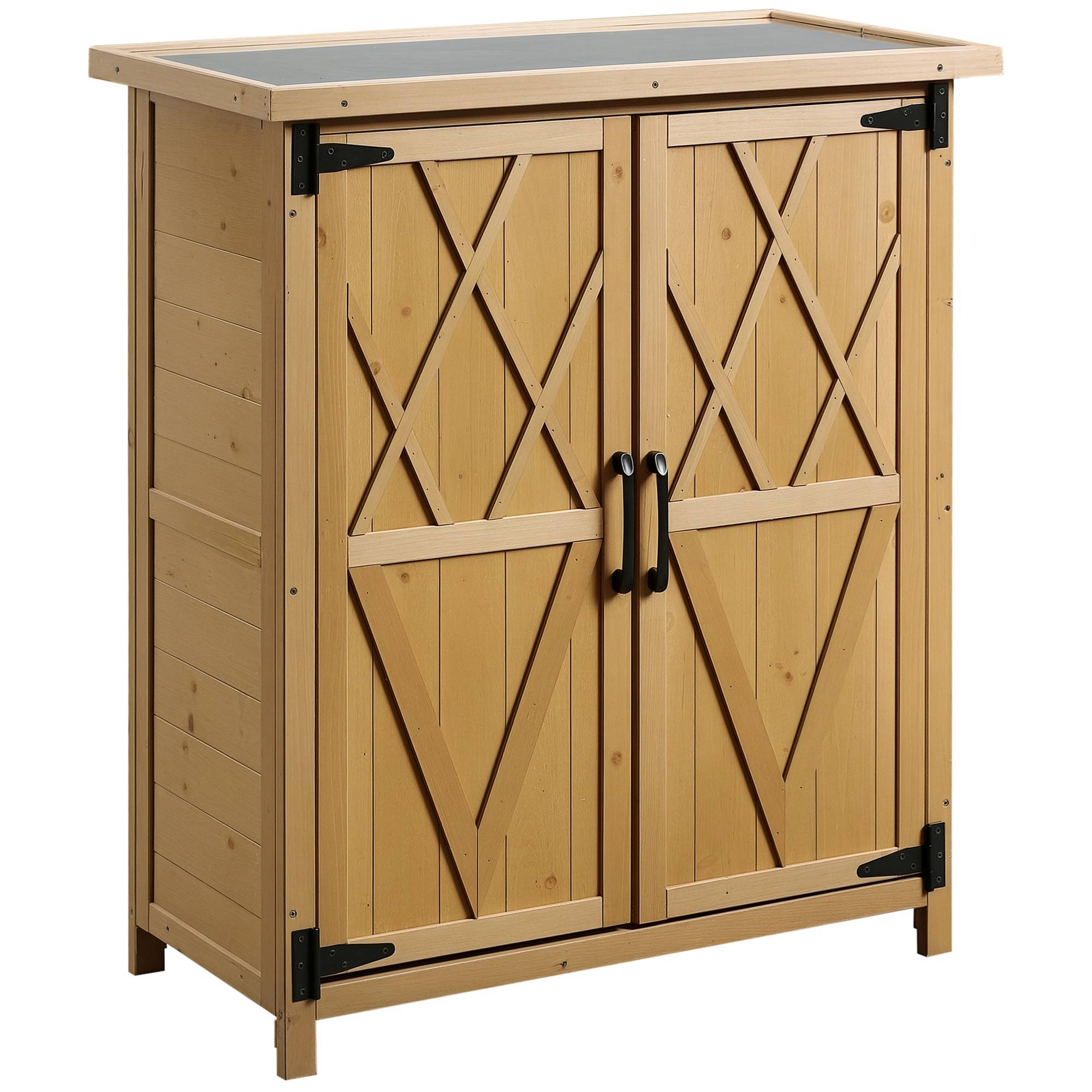 Abri de jardin bois sapin pour extérieur avec toit galvanisé et 4 étagères 75x40cm - ComfortXL Outdoor Living