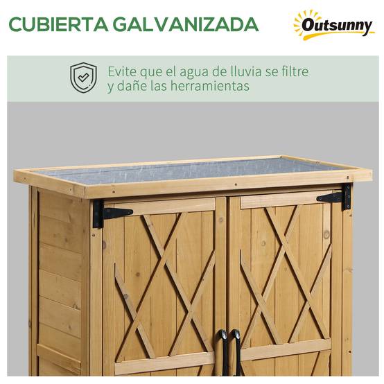 Abri de jardin bois sapin pour extérieur avec toit galvanisé et 4 étagères 75x40cm - ComfortXL Outdoor Living - Image 7