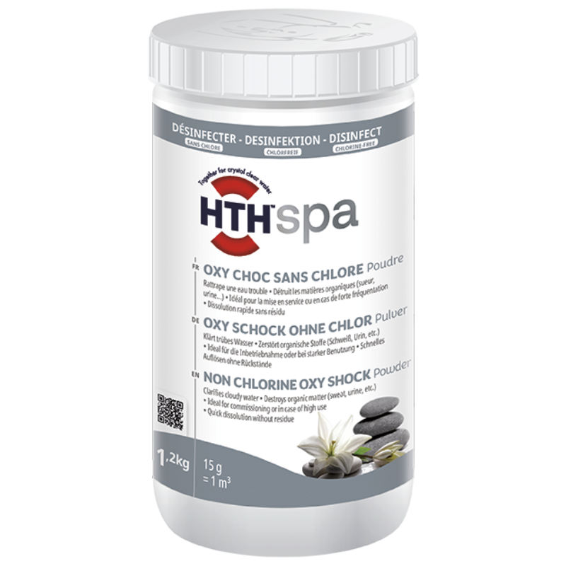 Choc sans chlore poudre (oxygène actif) hth Spa - 1,2 kg - 1,2 kg - Imagen 1