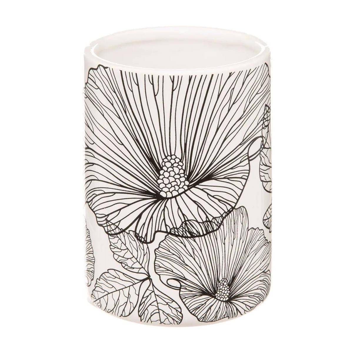 Gobelet Salle de Bain "Blackflora" 11cm Blanc