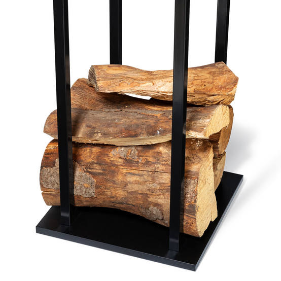 Range bûches vertical acier noir avec étagère H.112 CM pour cheminée - Image 4