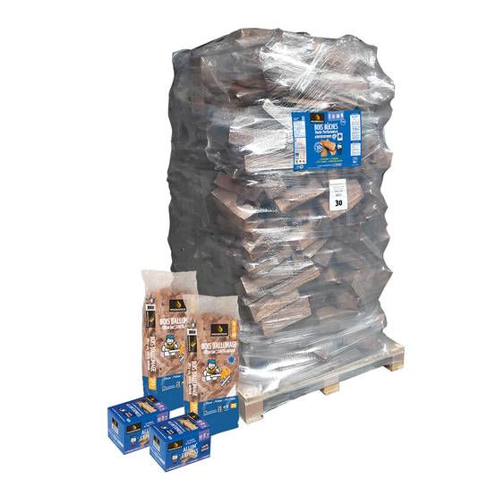 WOODSTOCK - Pack Découverte Woodstock - 40 packs de bûches densifies + 1 300 dm de bûches 30 cm + allumage offert - Image 1