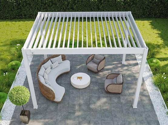 Pergola Bioclimatique Aluminium Autoportee 12m2 - 3x4m - Blanc - Lames Orientables de 0 à 120 degrés - ECLIPSE 12 - Image 4