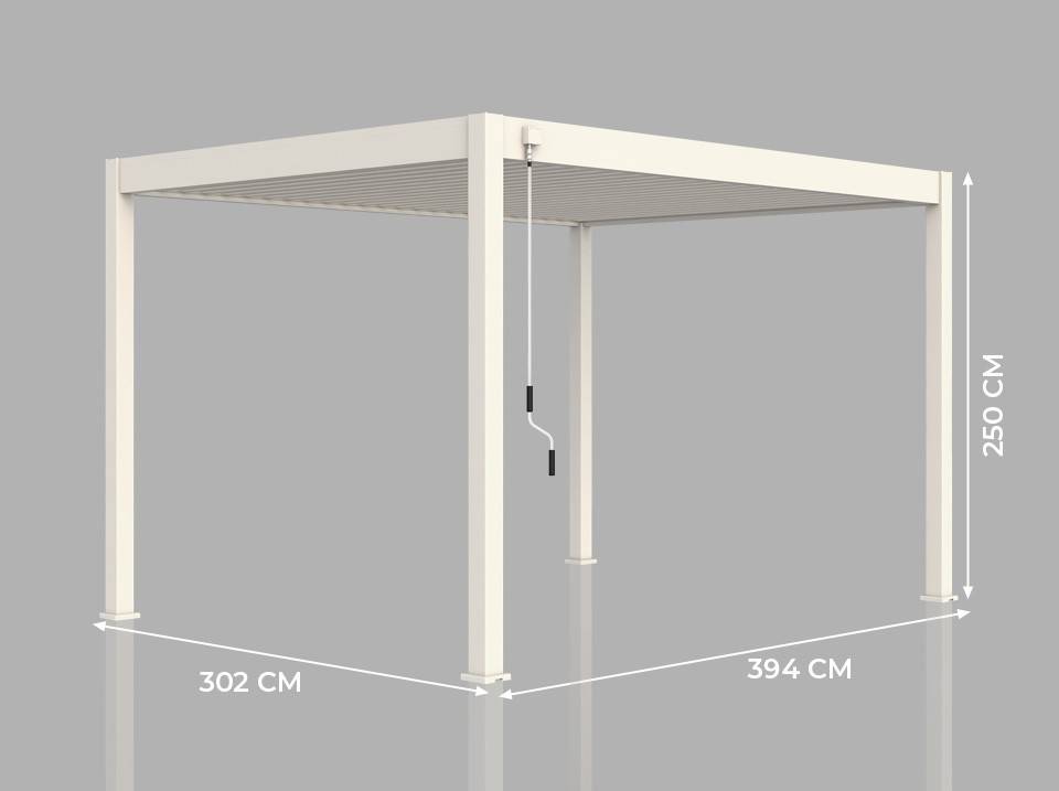 Pergola Bioclimatique Aluminium Autoportee 12m2 - 3x4m - Blanc - Lames Orientables de 0 à 120 degrés - ECLIPSE 12 - Image 6