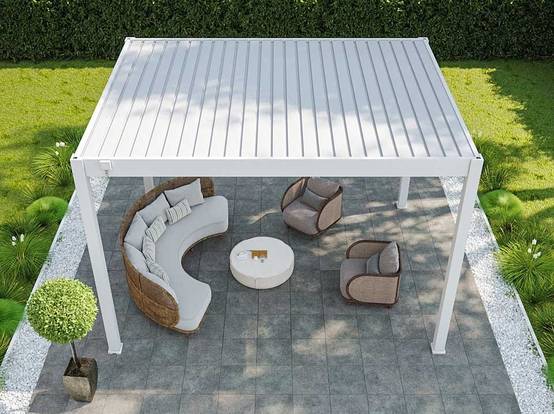Pergola Bioclimatique Aluminium Autoportee 12m2 - 3x4m - Blanc - Lames Orientables de 0 à 120 degrés - ECLIPSE 12 - Image 2