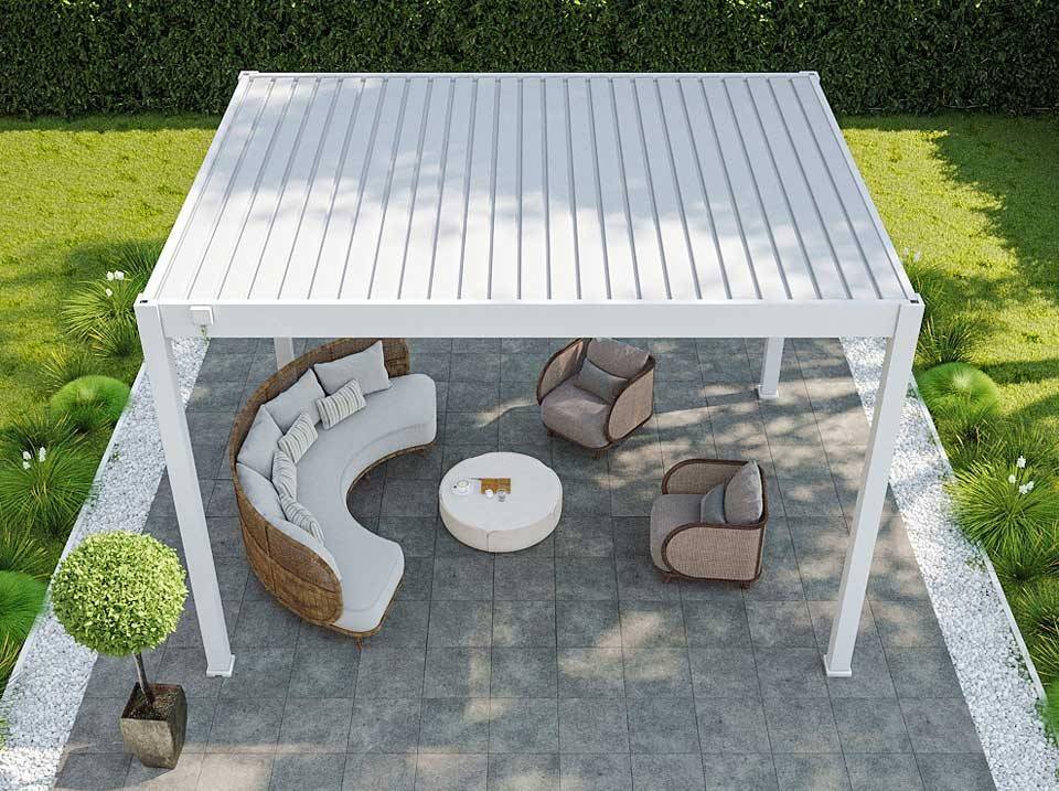 Pergola Bioclimatique Aluminium Autoportee 12m2 - 3x4m - Blanc - Lames Orientables de 0 à 120 degrés - ECLIPSE 12 - Image 2