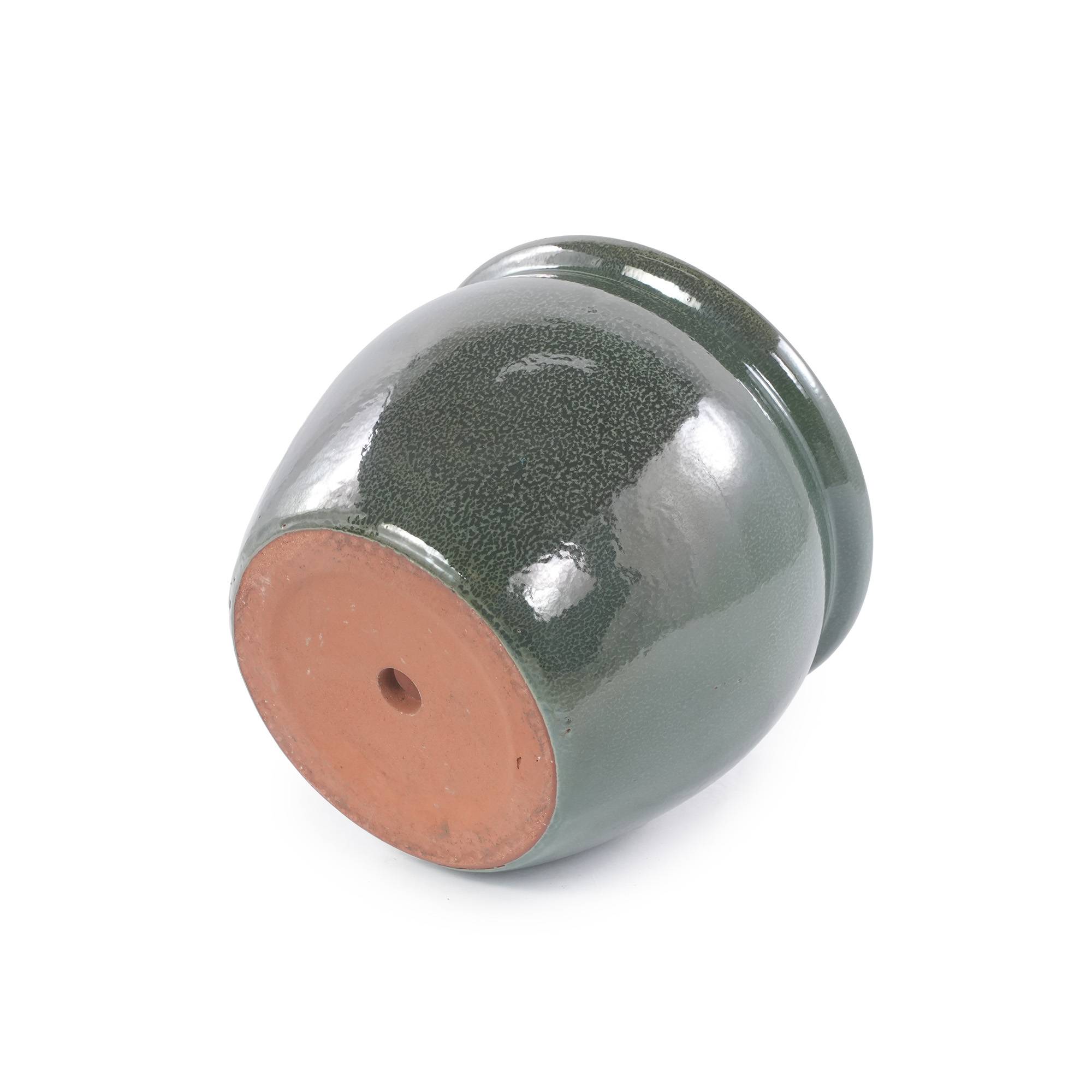 ComfortXL - Pot de fleurs en céramique intérieur et extérieur avec drainage Ø 23 cm bleu-vert antique - ComfortXL Outdoor Living - Image 6