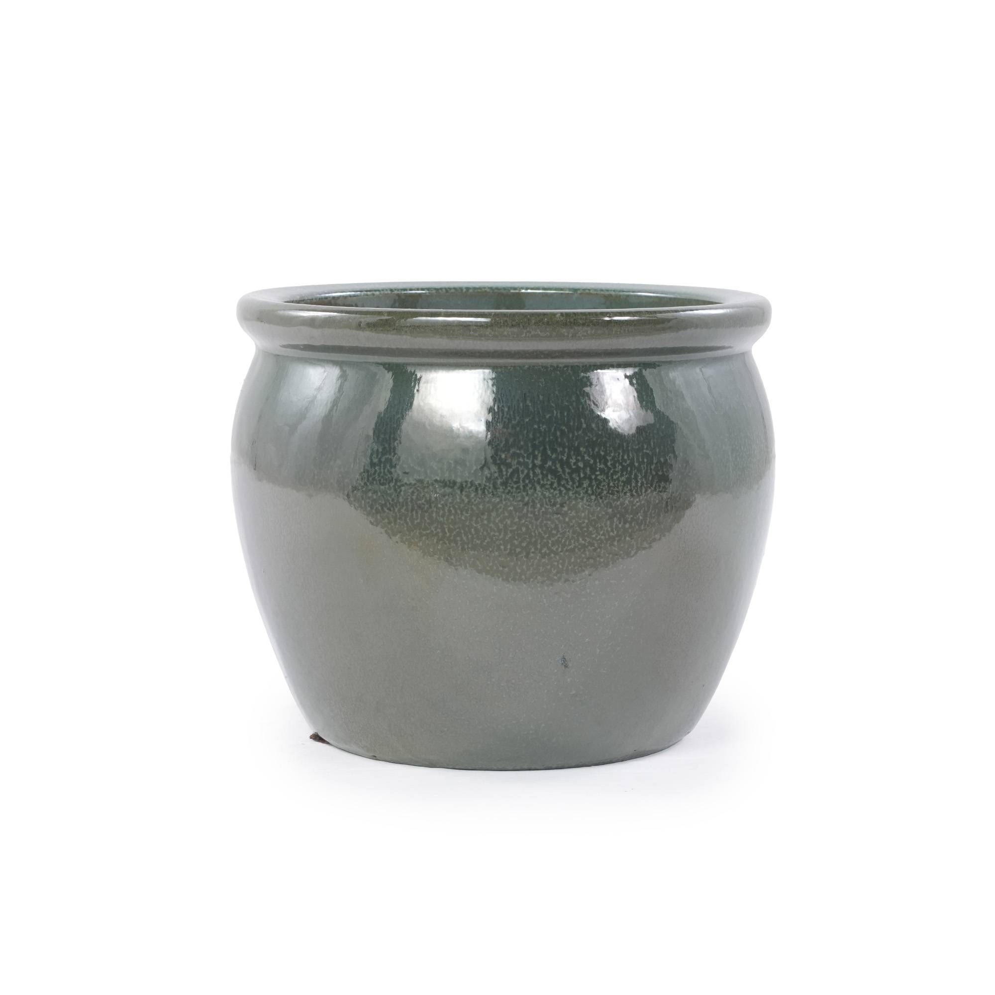ComfortXL - Pot de fleurs en céramique intérieur et extérieur avec drainage Ø 23 cm bleu-vert antique - ComfortXL Outdoor Living - Image 4