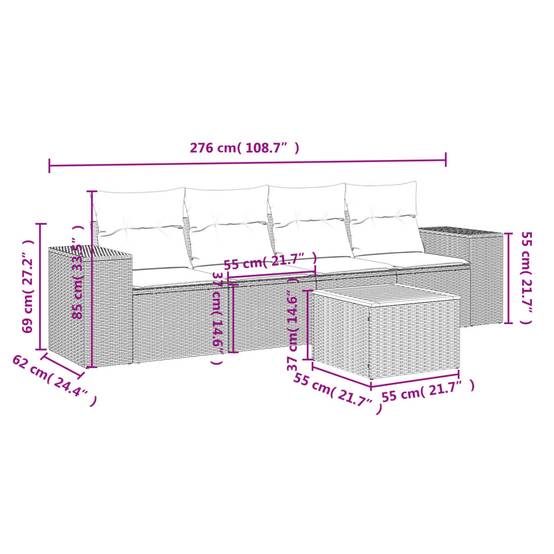 Salon de jardin 4 personnes résine tressée et bois modulable pour terrasse Beige et Gris Clair – ComfortXL Outdoor Living - Image 3