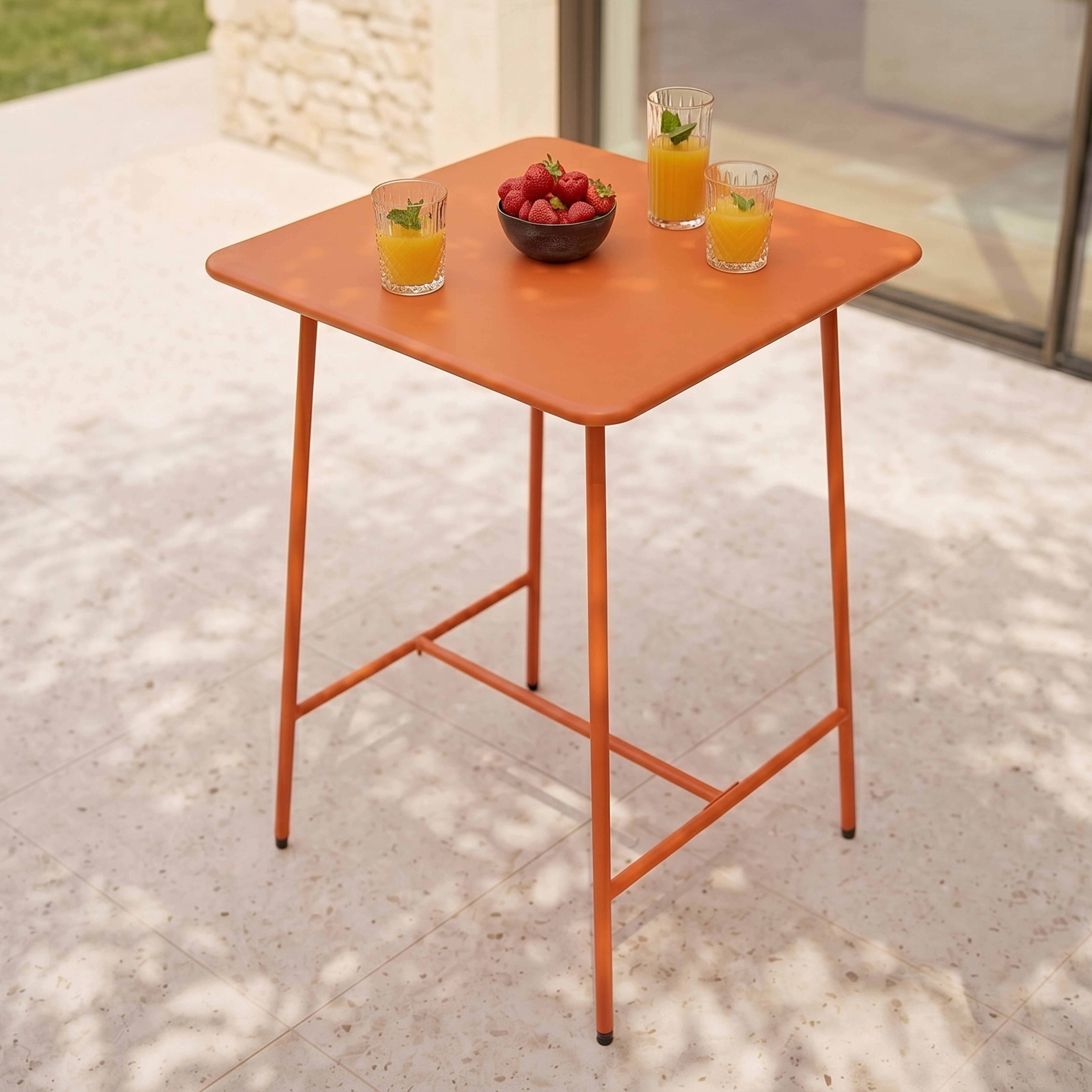 Oviala - Table haute de jardin carrée en acier orange Palavas - Oviala - Imagen 3