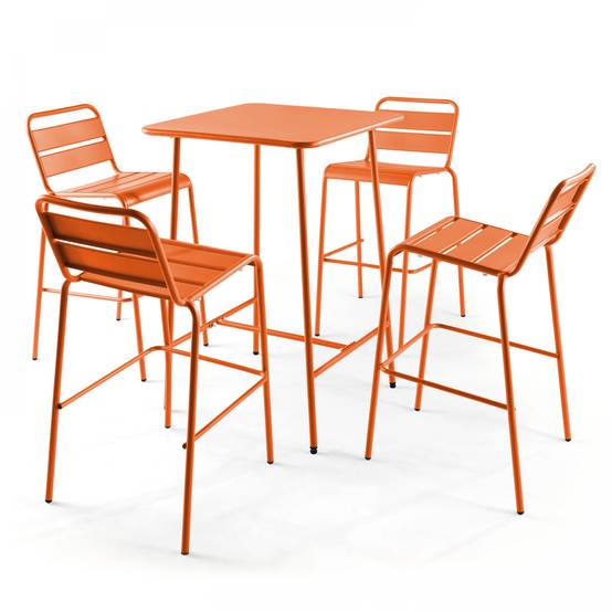 Oviala - Table haute de jardin carrée en acier orange Palavas - Oviala - Imagen 6