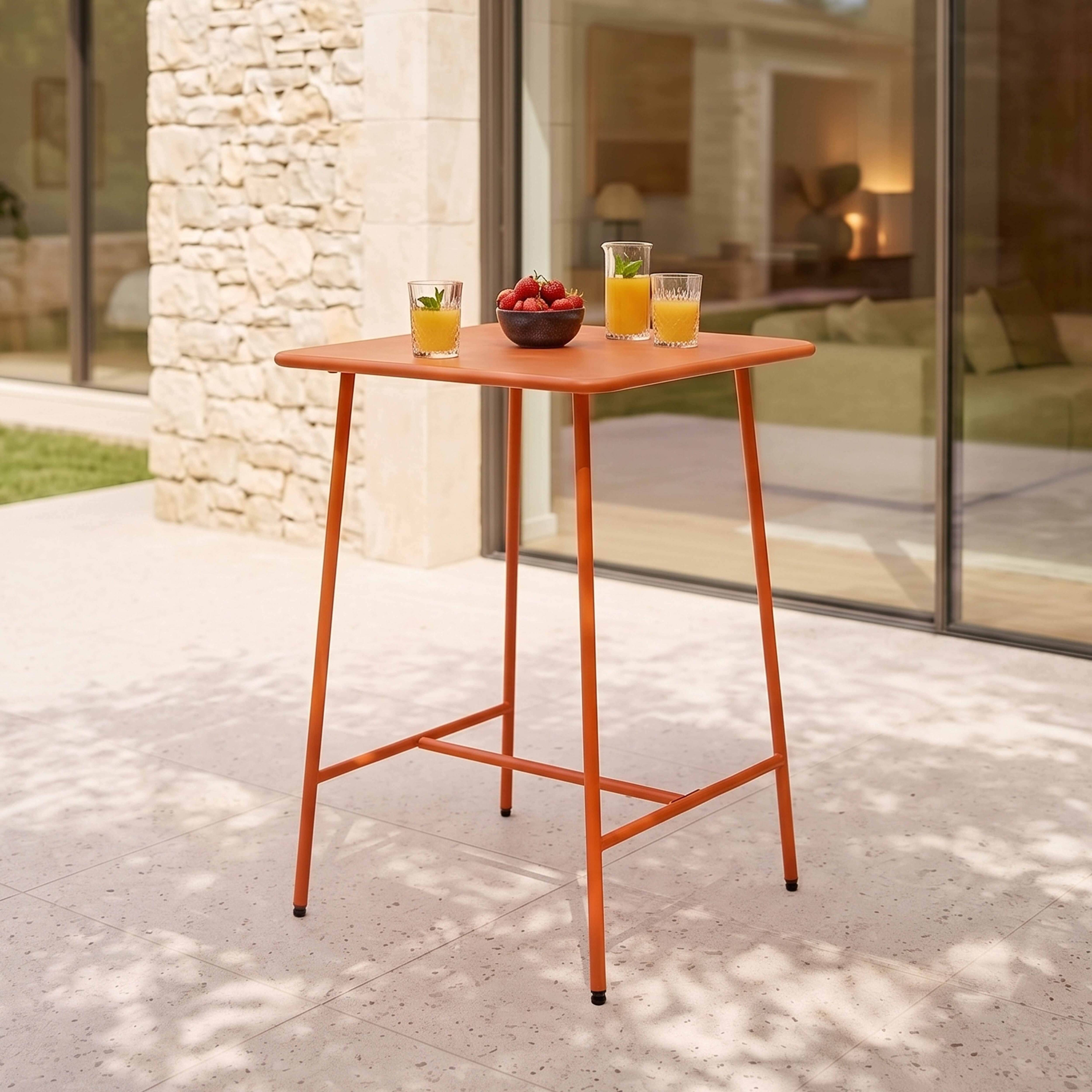 Oviala - Table haute de jardin carrée en acier orange Palavas - Oviala - Imagen 2