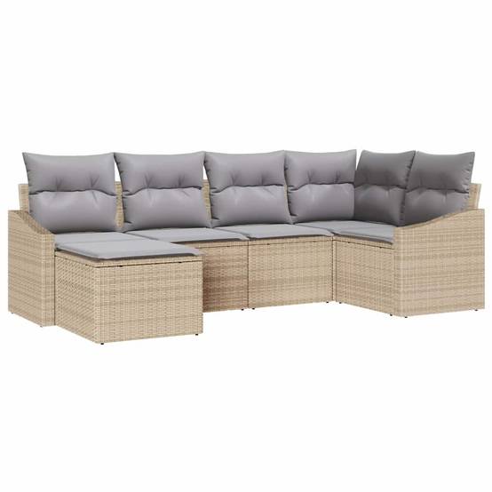 Salon Bas de Jardin 6 Pièces Polyrotin Modulable Confortable avec Rangement 5 Places Beige Gris Clair – ComfortXL Outdoor Living - Image 2