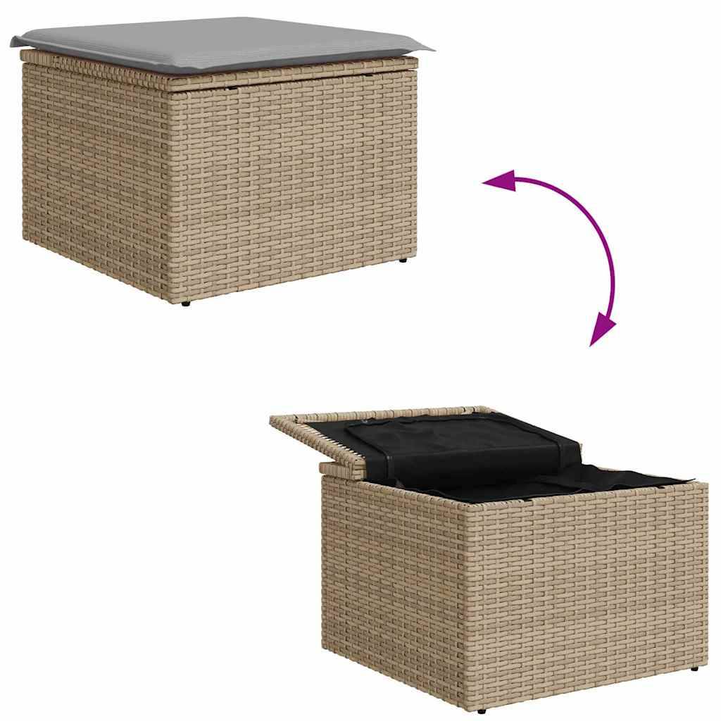 Salon Bas de Jardin 6 Pièces Polyrotin Modulable Confortable avec Rangement 5 Places Beige Gris Clair – ComfortXL Outdoor Living - Image 5