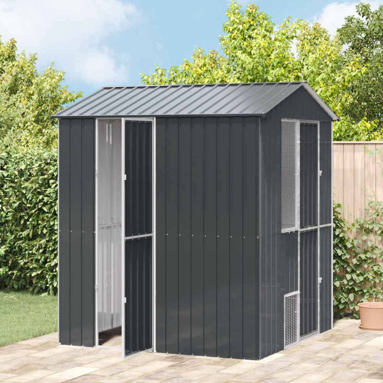 Cage Oiseaux Moderne Acier Galvanisé 215x210cm Anthracite - ComfortXL Outdoor Living - Image 1