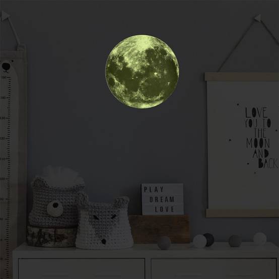The Home Deco Kids - Sticker Mural Phosphorescent "Lune" 25cm Vert - Image 2