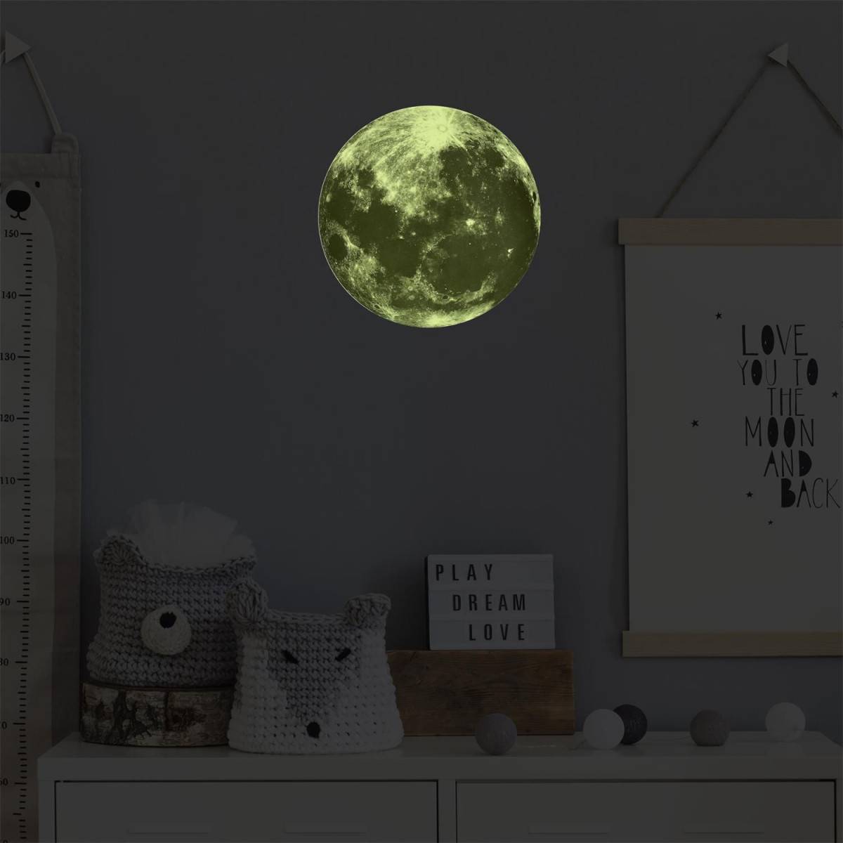 The Home Deco Kids - Sticker Mural Phosphorescent "Lune" 25cm Vert - Image 2