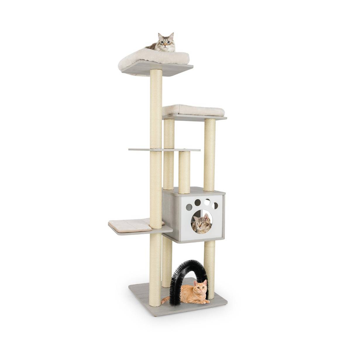 Arbre à Chat 175CM à 6 Niveaux avec Niche et Coussin Amovible Grande Tour de Jeu pour Chat - Image 5
