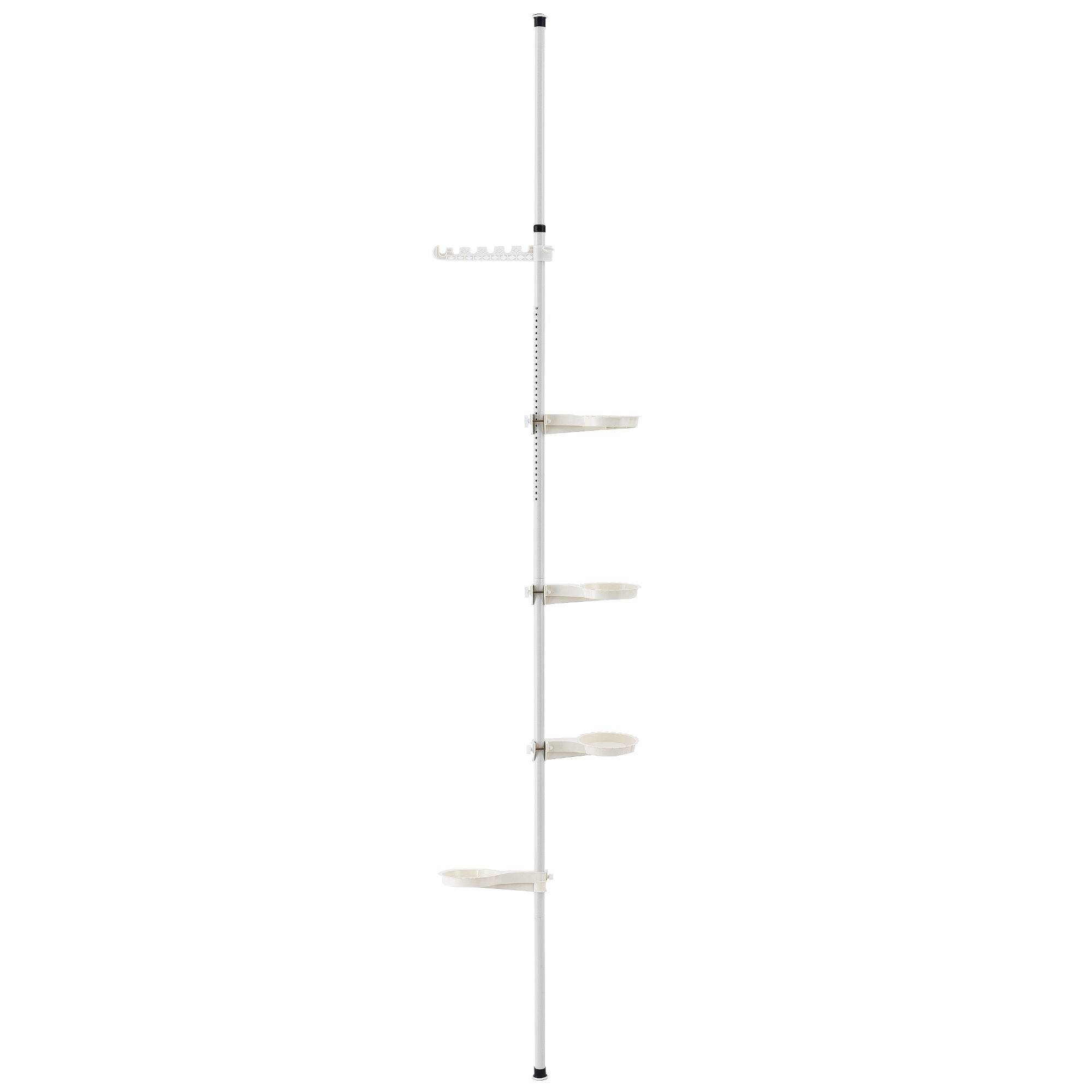 Helloshop26 - Support de fleurs télescopique porte-pot stand de plante métal et plastique réglable en hauteur entre 110 - 305 cm blanc - Imagen 1