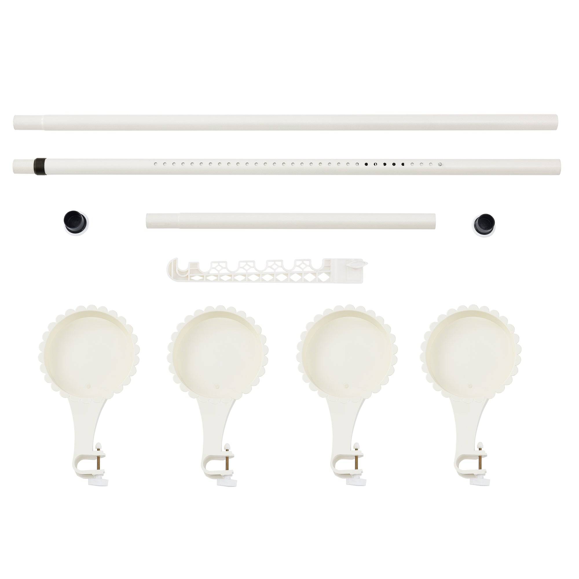 Helloshop26 - Support de fleurs télescopique porte-pot stand de plante métal et plastique réglable en hauteur entre 110 - 305 cm blanc - Imagen 5