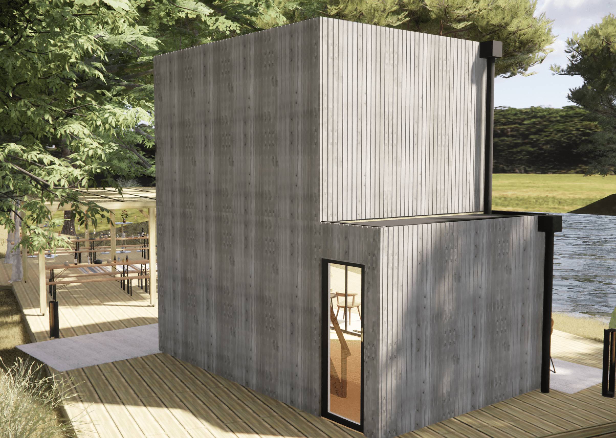Studio de jardin 4 saisons en bois 5,5 x 3,5 x 2,7 m / isolation RE2020 avec mezzanine et terrasse / menuiseries alu k-line - Image 10