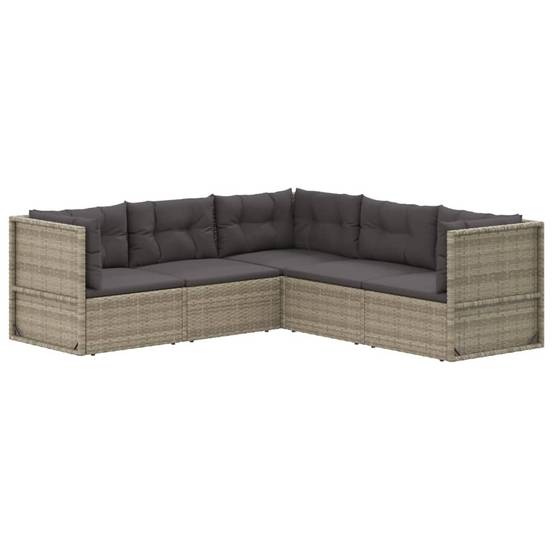 Helloshop26 - Salon de jardin meuble d'extérieur ensemble de mobilier 5 pièces avec coussins gris résine tressée - Imagen 1