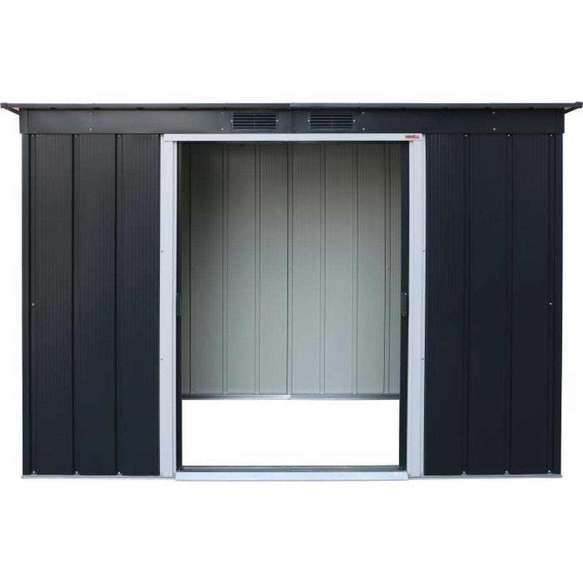 Duramax - Abri de jardin en métal 3,25 m², toit plat, panneaux 0,33 mm, gris anthracite - DURAMAX - Image 3