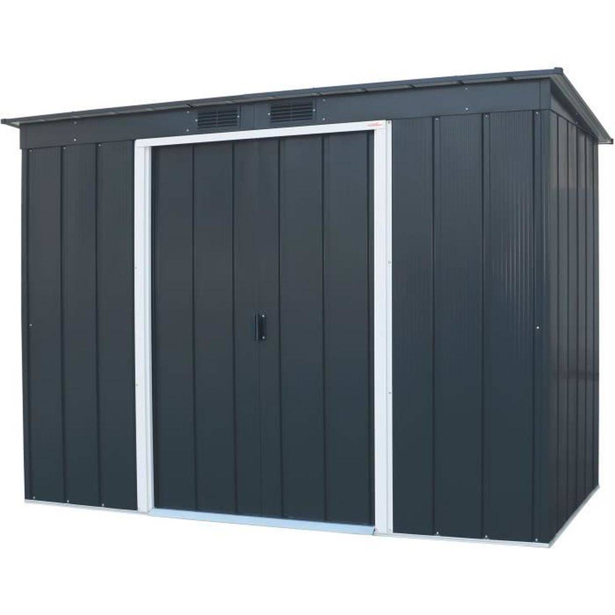 Duramax - Abri de jardin en métal 3,25 m², toit plat, panneaux 0,33 mm, gris anthracite - DURAMAX - Image 9