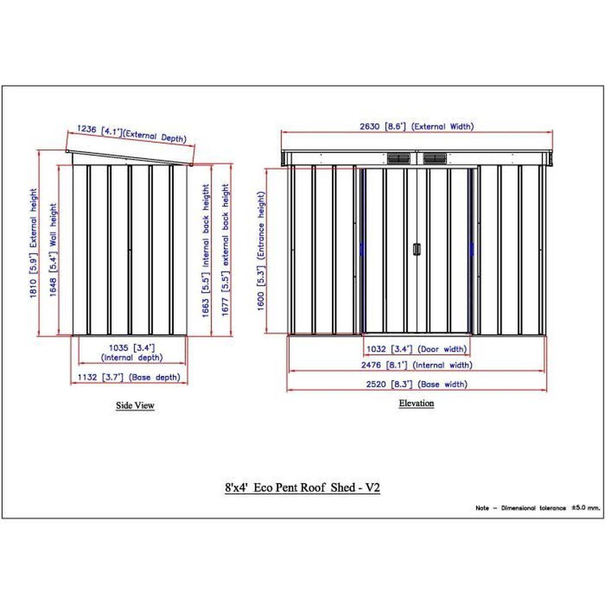Duramax - Abri de jardin en métal 3,25 m², toit plat, panneaux 0,33 mm, gris anthracite - DURAMAX - Image 8