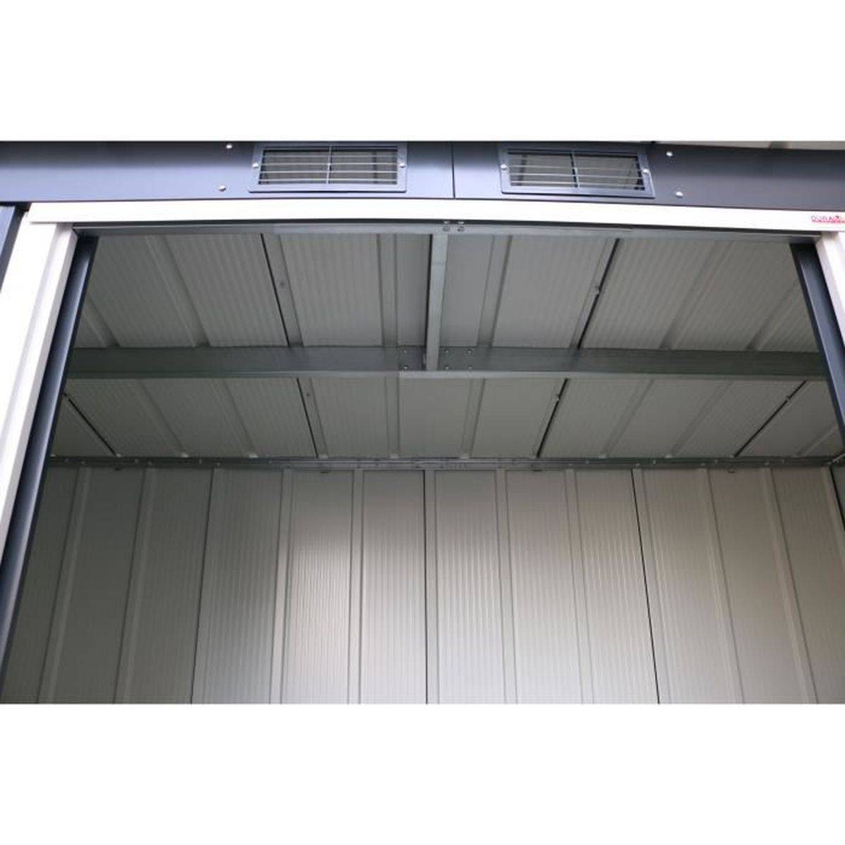 Duramax - Abri de jardin en métal 3,25 m², toit plat, panneaux 0,33 mm, gris anthracite - DURAMAX - Image 6