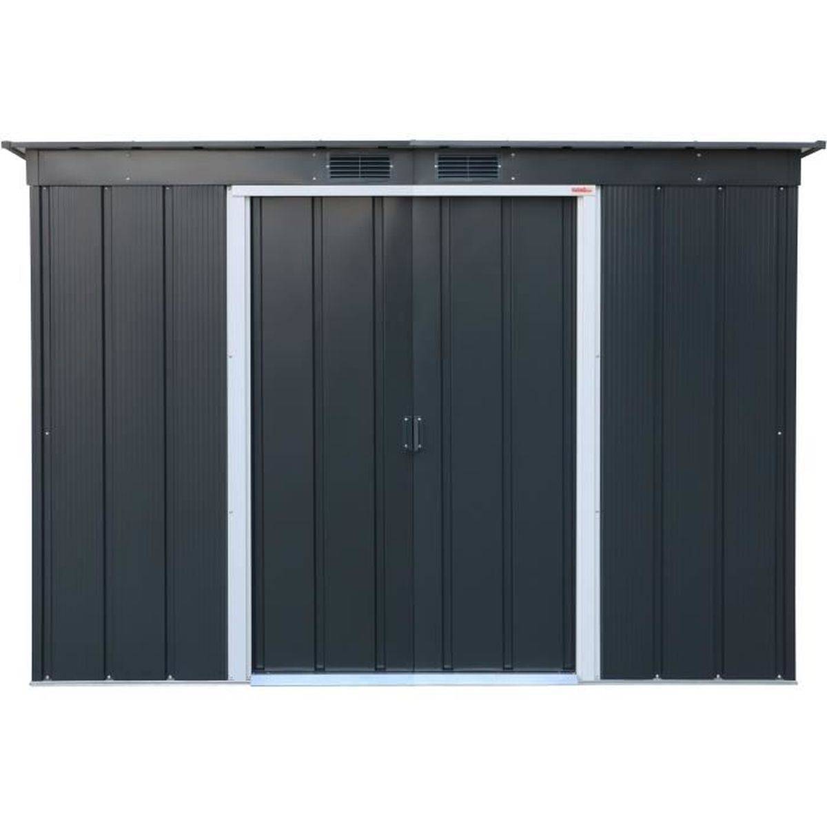 Duramax - Abri de jardin en métal 3,25 m², toit plat, panneaux 0,33 mm, gris anthracite - DURAMAX - Image 7