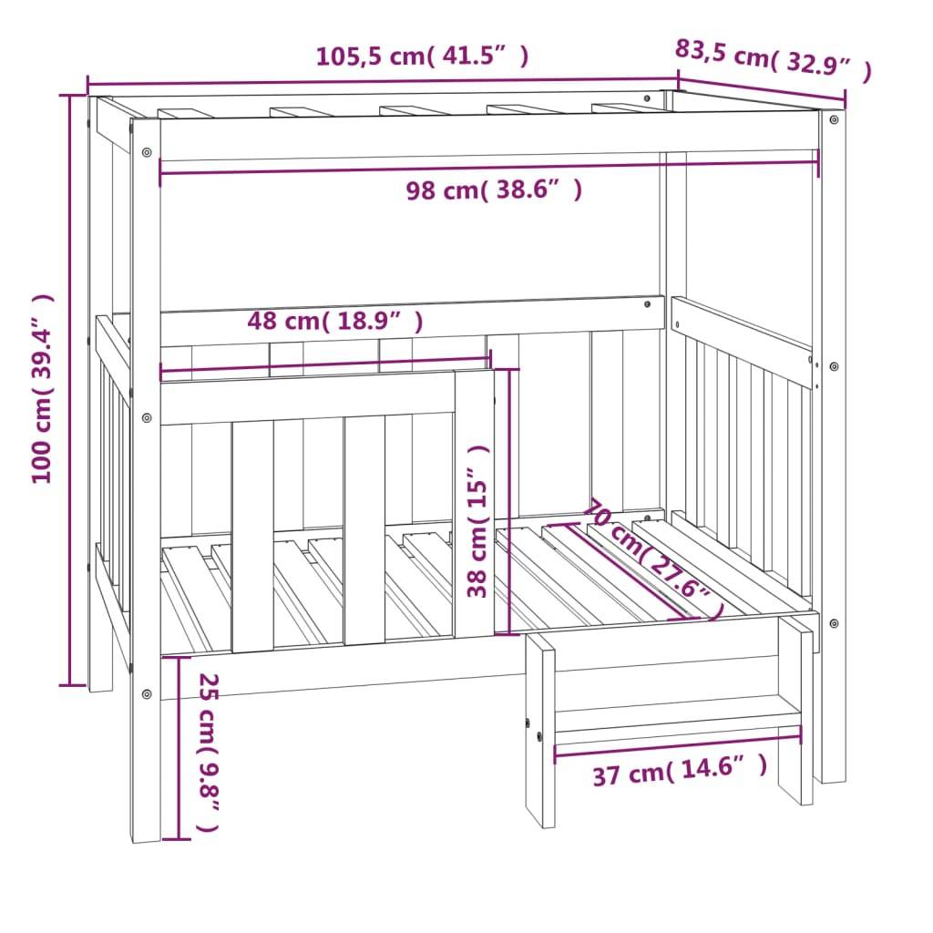 Vidaxl - Lit pour chien 105,5x83,5x100 cm Bois de pin solide vidaXL 822387 - Imagen 3
