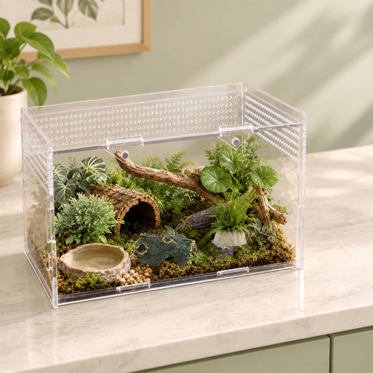 Kit Terrarium Acrylique Reptile 360° Vision Panoramique Facile à Installer Polyvalent - Image 5