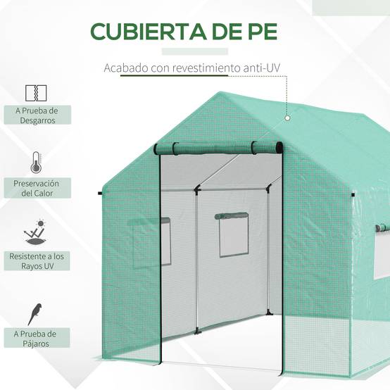 ComfortXL - Serre Tunnel de Jardin 6m² Acier Galvanisé avec 4 Fenêtres pour Potager 2x3x2 m Vert - ComfortXL Outdoor Living - Image 6