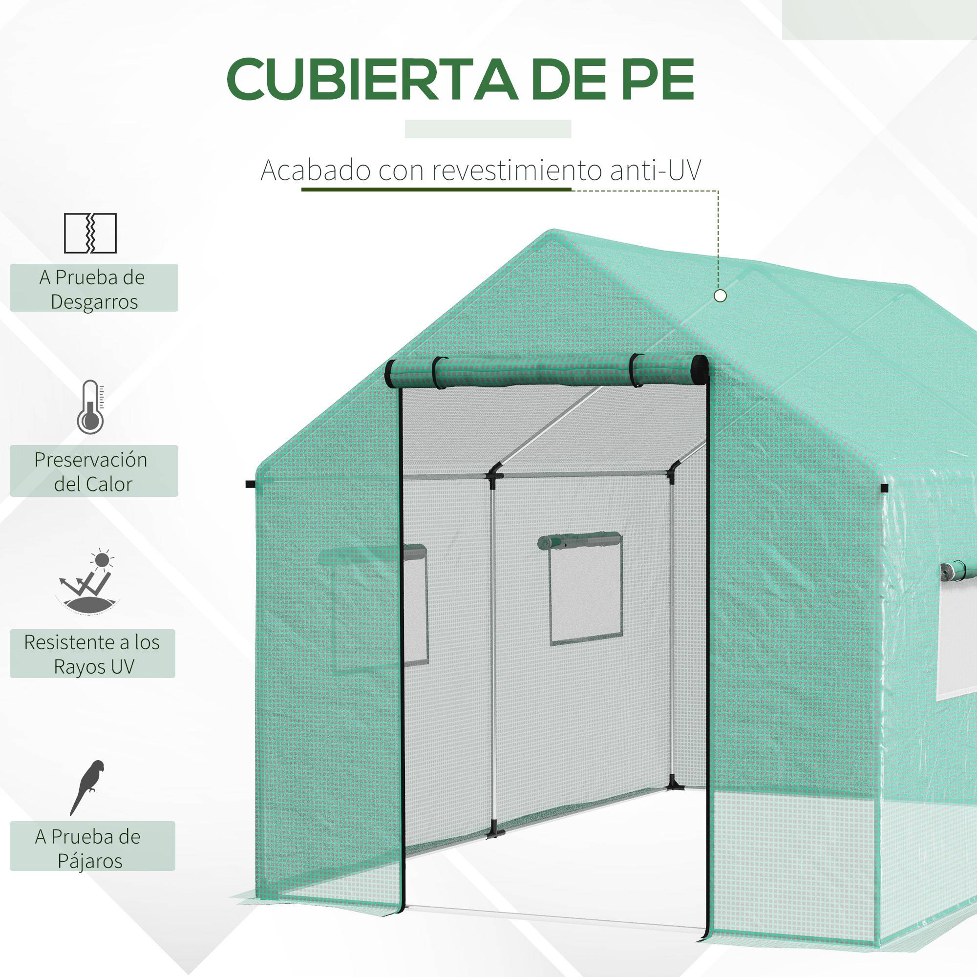 ComfortXL - Serre Tunnel de Jardin 6m² Acier Galvanisé avec 4 Fenêtres pour Potager 2x3x2 m Vert - ComfortXL Outdoor Living - Image 6