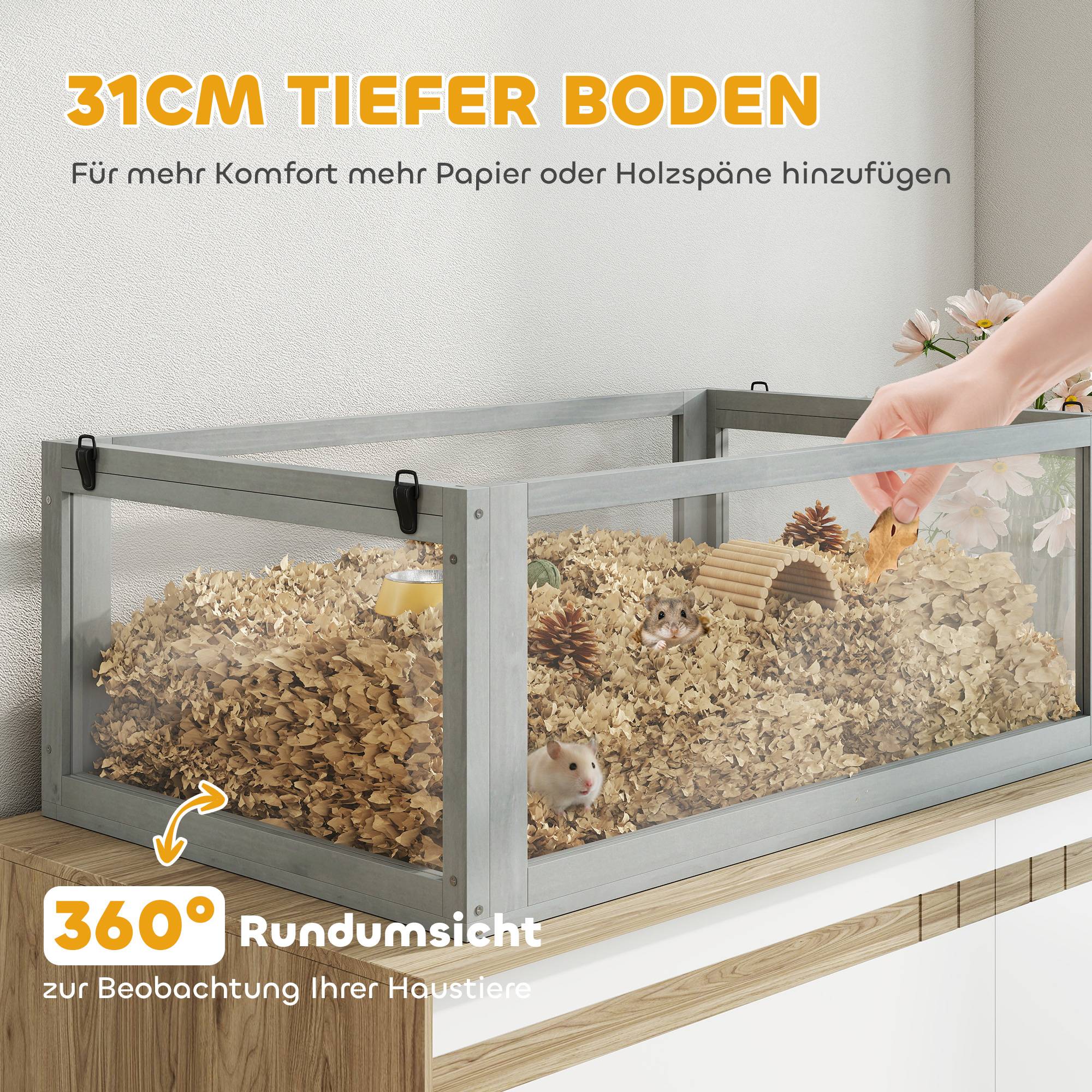 Cage pour hamster bois gris clair 80 x 50 x 76 cm - PANGIVO - Image 7