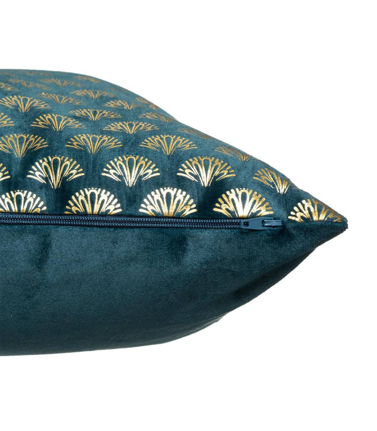 Coussin déhoussable velours Bleu Canard et Or 40 x 40 cm - Imagen 2