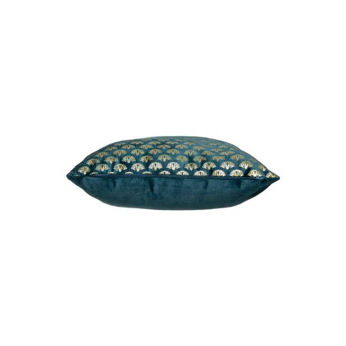 Coussin déhoussable velours Bleu Canard et Or 40 x 40 cm - Imagen 4
