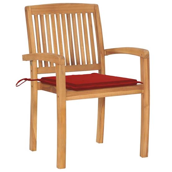 Chaises de jardin empilables teck solide rouge 60 x 57.5 x 90 cm - PANGIVO - Image 3