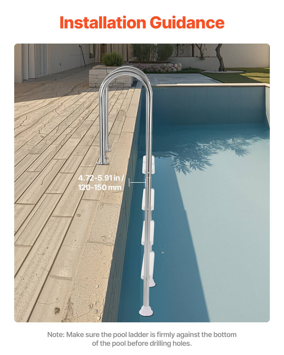 Vevor - VEVOR Échelle piscine inox 4 marches anti-dérap., ch.120kg, piscines 137cm, terrasse/jardin/int/ext. - Image 4