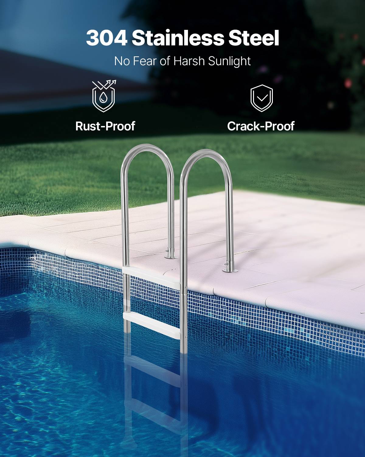 Vevor - VEVOR Échelle piscine inox 4 marches anti-dérap., ch.120kg, piscines 137cm, terrasse/jardin/int/ext. - Image 3